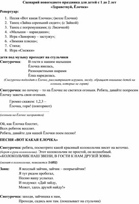 Обложка для материала Сценарий новогоднего праздника для детей с 1 до 2 лет «Здравствуй, Ёлочка»