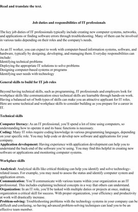 Обложка для материала Job duties and responsibilities of IT professionals