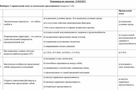 Обложка для материала Олимпиада по экологии 9-11 класс