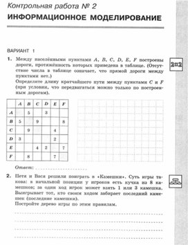 Обложка для материала Информатика._11кл._самостоятельная работа_информационное моделирование_1