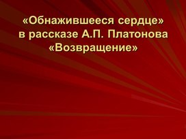 Обложка для материала Презентация Возвращение