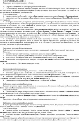 Обложка для материала Создание и применение сводных таблиц
