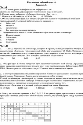 Обложка для материала Контрольная работа (1 семестр)