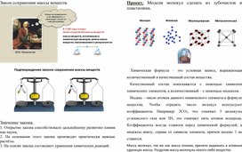 Учебная карта действий по теме Закон сохранения массы веществ