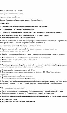 Обложка для материала Тема: «Природные зоны и высотная поясность России»