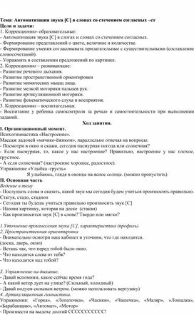 Обложка для материала Конспект индивидуального логопедического занятия с обучающимся в начальной школе на тему "Автоматизация звук [С] в слогах и словах со стечением согласных -СТ"