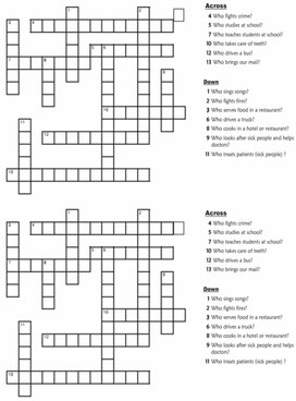Creative task - crossword and True/False on the topic of Professions (9 Form)