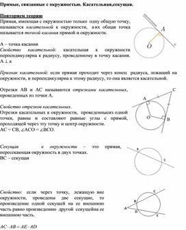 Свойство касательной и секущей 8 класс