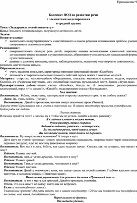 Конспект НОД по развитию речи с элементами моделирования в средней группе Тема: «Экскурсия в лесной кинотеатр »