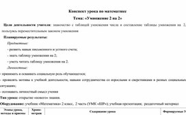 Обложка для материала умножение на 2