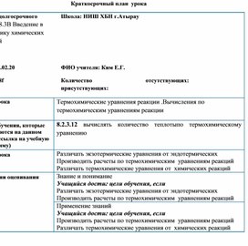 Термохимические уравнения реакции .Вычисления по термохимическим уравнениям реакции