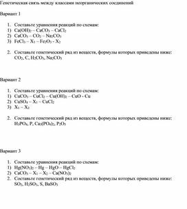 Генетическая связь между классами неорганических соединений