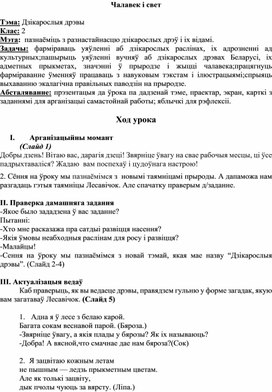 Конспект урока по предмету "Человек и мир"