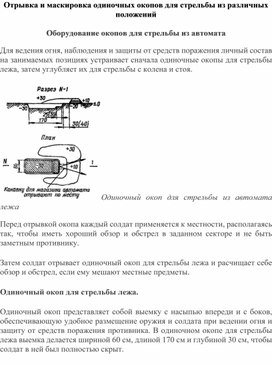Обложка для материала Отрывка и маскировка одиночных окопов для стрельбы из различных положений