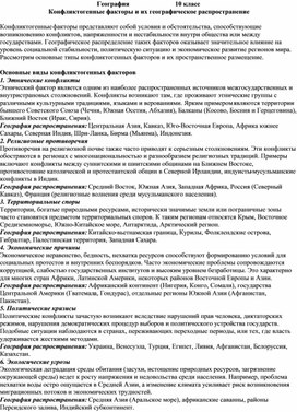 Обложка для материала конфликтогенные факторы и их географическое распространение