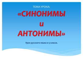 Урок русского языка в 5 классе. Синонимы и антонимы.