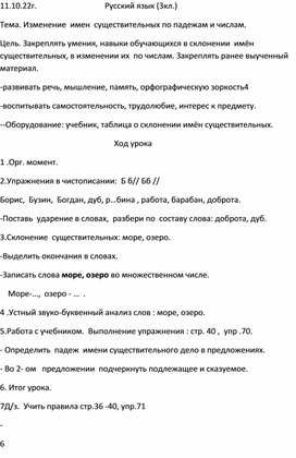 "Изменение  имен  существительных по падежам и числам".