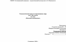 Технологическая карта урока по окружающему миру : "Полезные ископаемые"