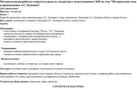 Методическая разработка открытого урока по литературе с использованием ЭОР на тему "Историческая тема в произведениях А.С. Пушкина".