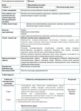 Обложка для материала Физика және астрономияның әлемдік көзқарасы_Сабақ жоспары