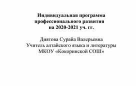 Обложка для материала Индивидуальная программа  профессионального развития