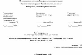 Обложка для материала Рабочая программа по дагестанской литературе для 8 класса
