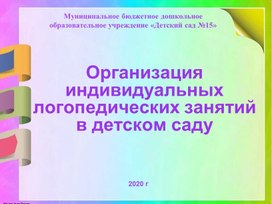 Организация индивидуальных логопедических занятий в детском саду