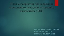 План мероприятий для коррекции агрессивного поведения у младших школьников с ОВЗ