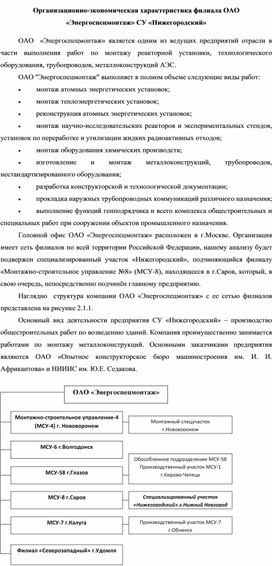 Обложка для материала Организационно-экономическая характеристика филиала ОАО