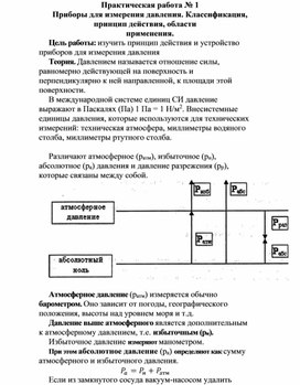 Приборы для измерения давления. Практическая.