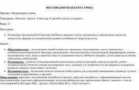 Метапредметная карта урока. Литературное чтение. 2 класс.