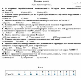 Тест на тему: Машиностроение Республики Беларусь