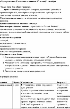 Обложка для материала День учителя (Разговоры о важном) 5-7 класс