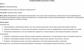 Обложка для материала Технологическая карта урока "Откуда в наш дом приходит электричество?"