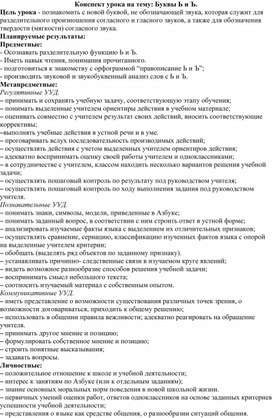 Обложка для материала Конспект урока: Буквы Ь и Ъ