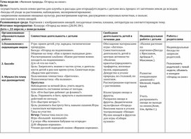 Календарное планирование. Тема недели: «Явления природы. Огород на окне».