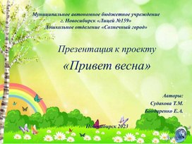 Обложка для материала Презентация проекта "Привет весна"