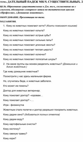 ТЕМА. ДАТЕЛЬНЫЙ ПАДЕЖ МН.Ч. СУЩЕСТВИТЕЛЬНЫХ. 2