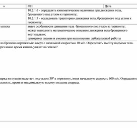 Обложка для материала Движение тела в гравитационном поле формативное оценивание