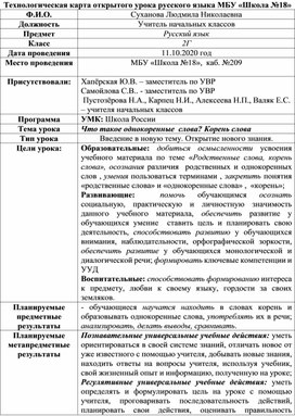 Урок русского языка 2 класс "Однокоренные слова. Корень слова"