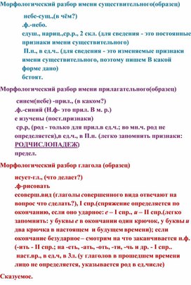 Обложка для материала Морфологический разбор.