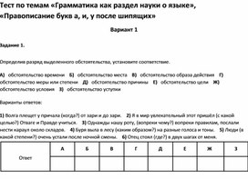 Обложка для материала Тест по темам по русскому языку