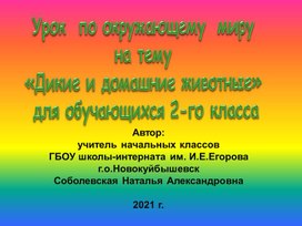 Презентация к уроку  по окружающему  миру  на тему  «Дикие и домашние животные»  для обучающихся 2-го класса