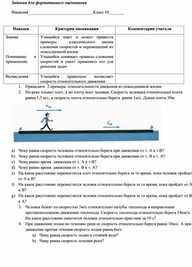 Обложка для материала Классический закон сложения скоростей_Задания для формативного