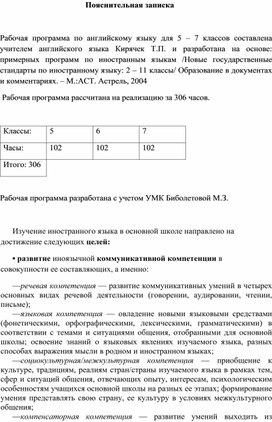 Обложка для материала Каледарно-тематическое планирование по английскому языку