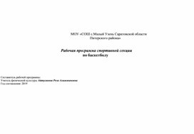 Рабочая программа секции по баскетболу