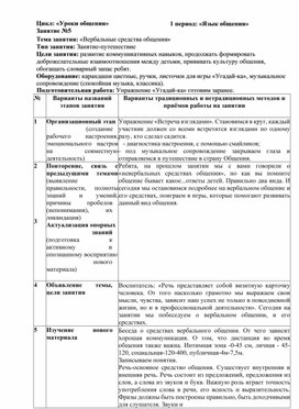 Обложка для материала Конспект занятия по внеурочной деятельности «Вербальные средства общения»