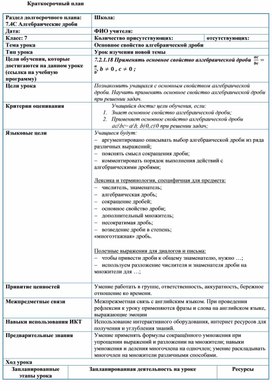 Обложка для материала Основное_свойство_алгебраической_дроби_урок 1_План урока