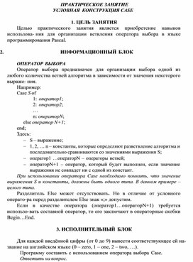 Обложка для материала ПРАКТИЧЕСКОЕ ЗАНЯТИЕ УСЛОВНАЯ КОНСТРУКЦИЯ CASE