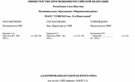 Обложка для материала АДАПТИРОВАННАЯ РАБОЧАЯ ПРОГРАММА для детей с ОВЗ (вариант АООП 5.1) учебного предмета «Музыка» для обучающихся 5 классов